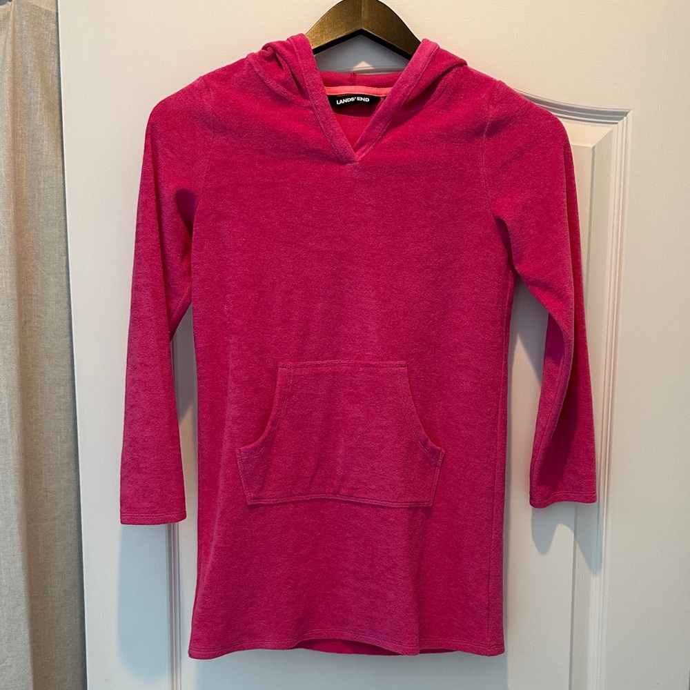 Lands' End Fuchsia Hooded Kids Swim Coverup